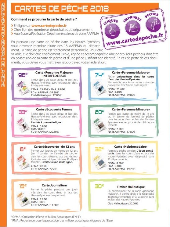 TARIFS PECHE 2018
